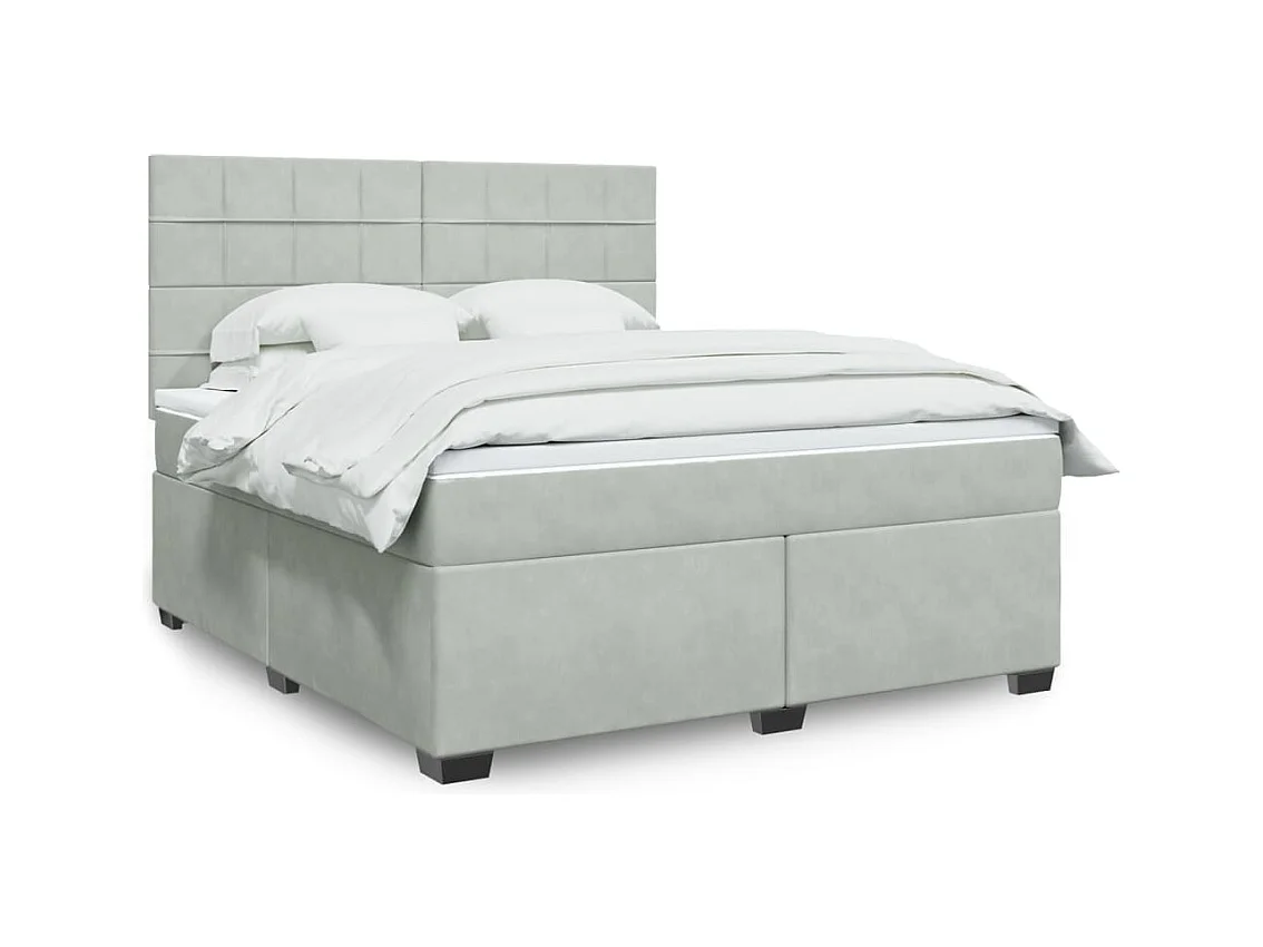 Boxspringbett mit Matratze Hellgrau 180x200 cm Samt