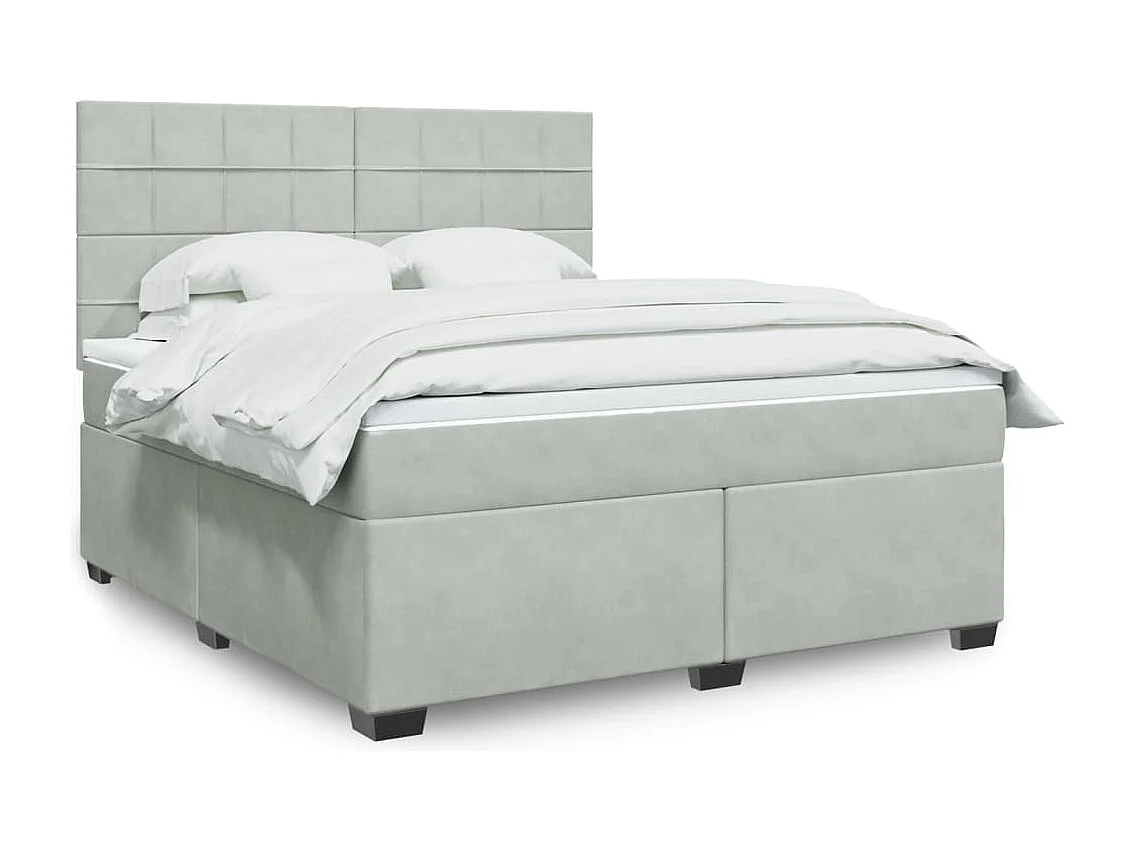 Boxspringbett mit Matratze Hellgrau 180x200 cm Samt