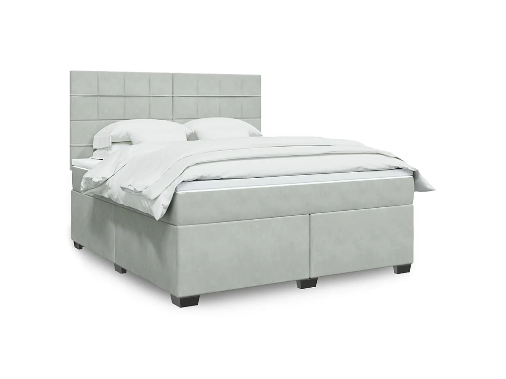 Sommier à lattes de lit et matelas Gris clair 180x200cm Velours