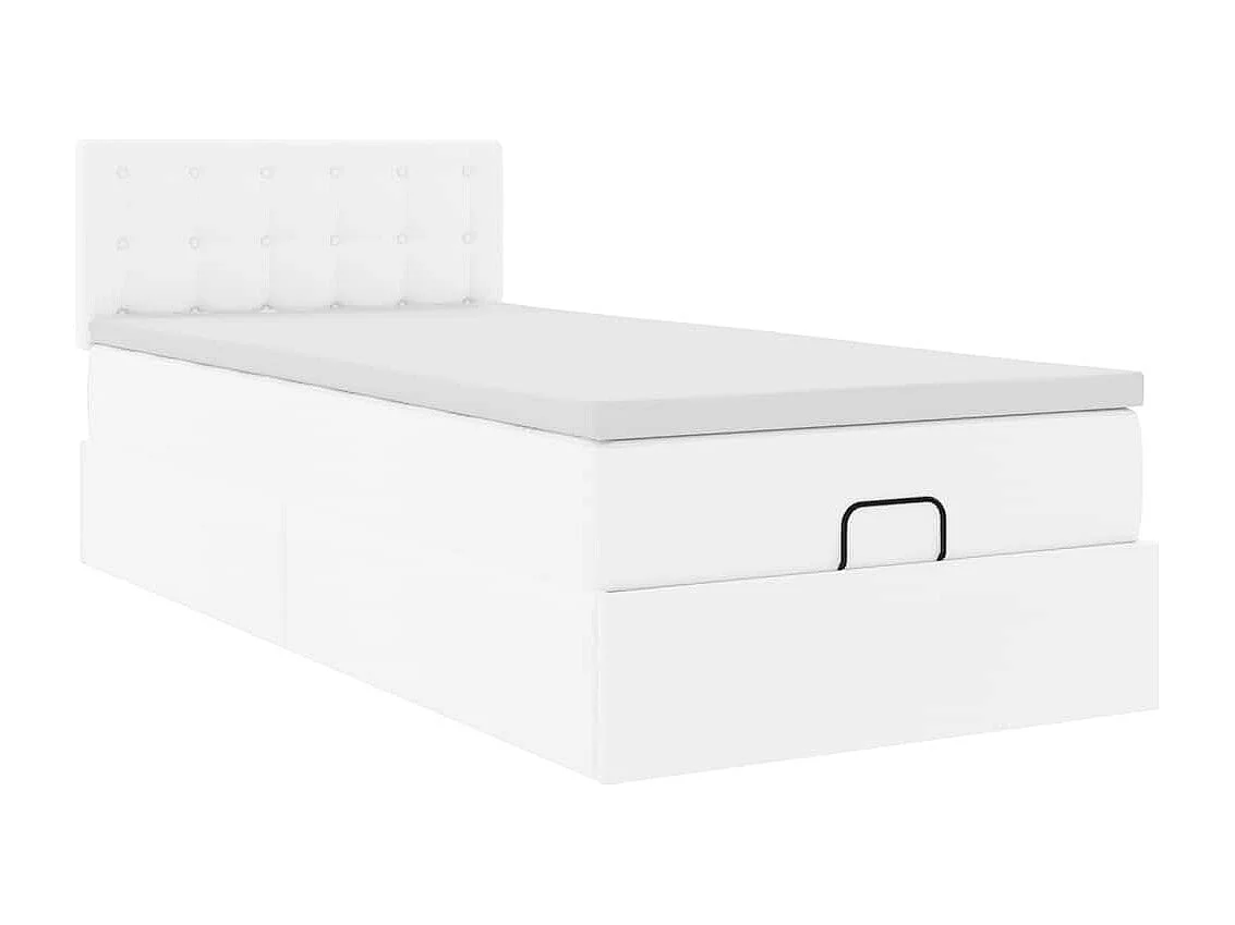 Letto Pouf con Materasso Bianco 90x200 cm Similpelle