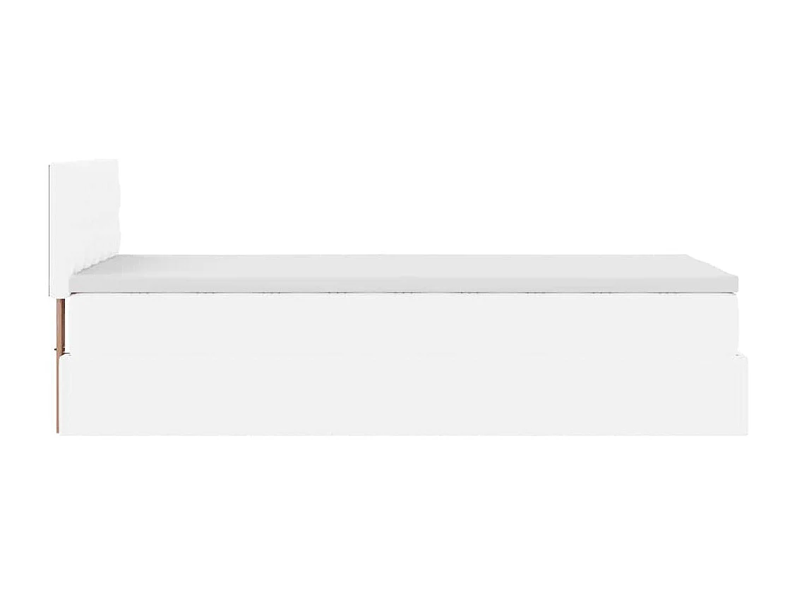 Letto Pouf con Materasso Bianco 90x200 cm Similpelle
