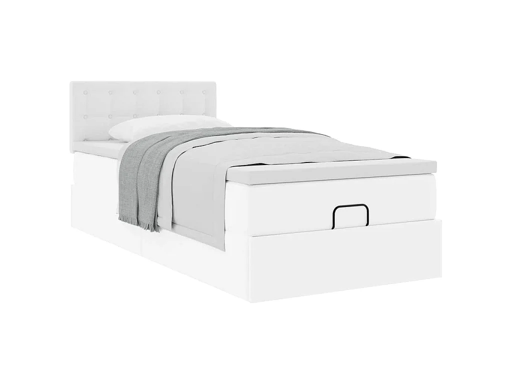 Ottomaanse bed met matras 90x200cm kunstleer wit