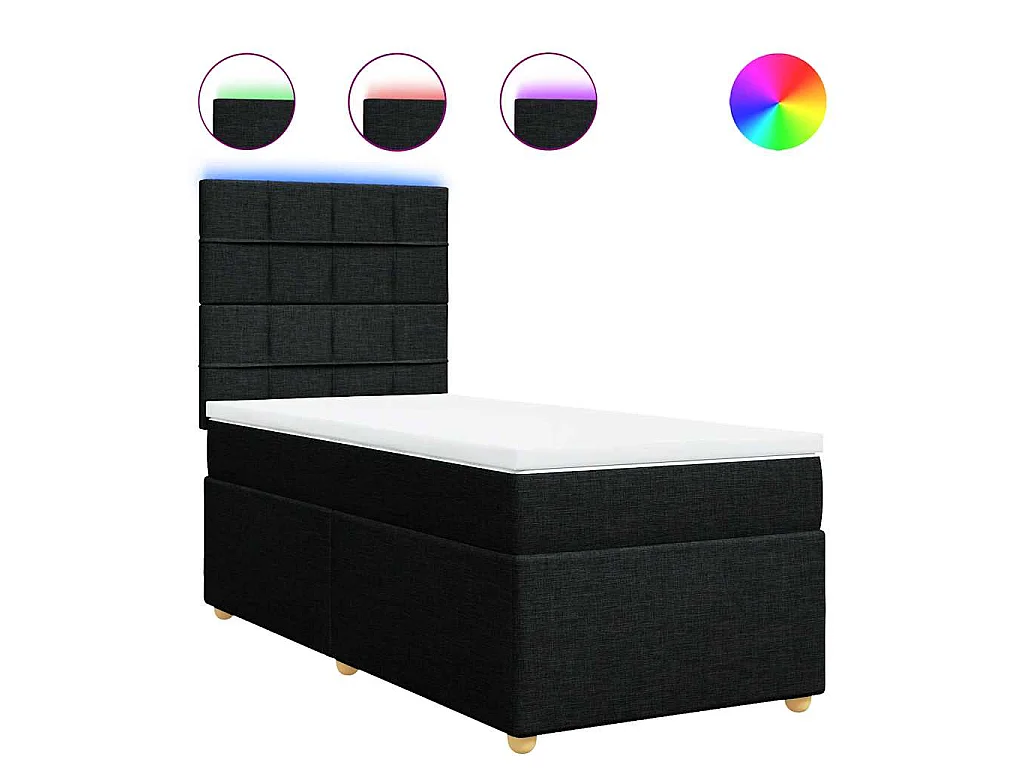 Cama com molas/colchão 100x200 cm tecido preto