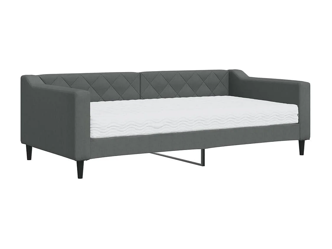 Divano Letto con Materasso Grigio Scuro 90x190 cm in Tessuto