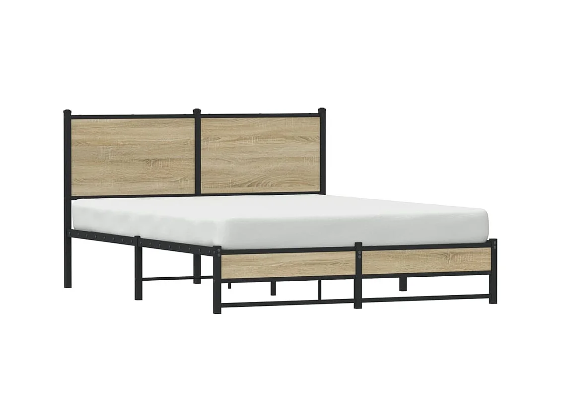 Cadre de lit en métal sans matelas chêne sonoma 140x200 cm