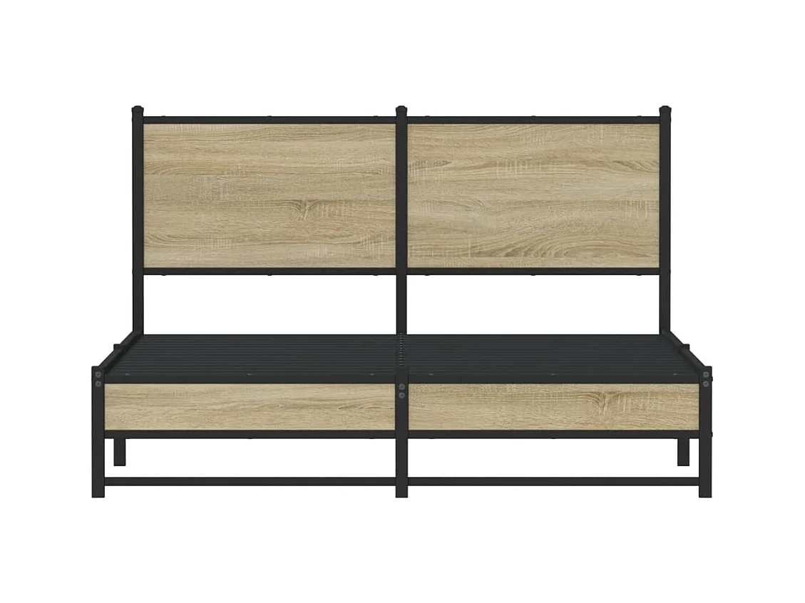 Cadre de lit en métal sans matelas chêne sonoma 140x200 cm