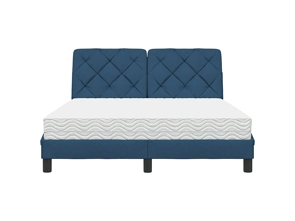 Lit avec matelas bleu 140x200 cm tissu