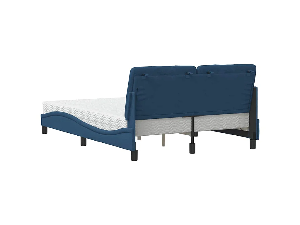 Lit avec matelas bleu 140x200 cm tissu