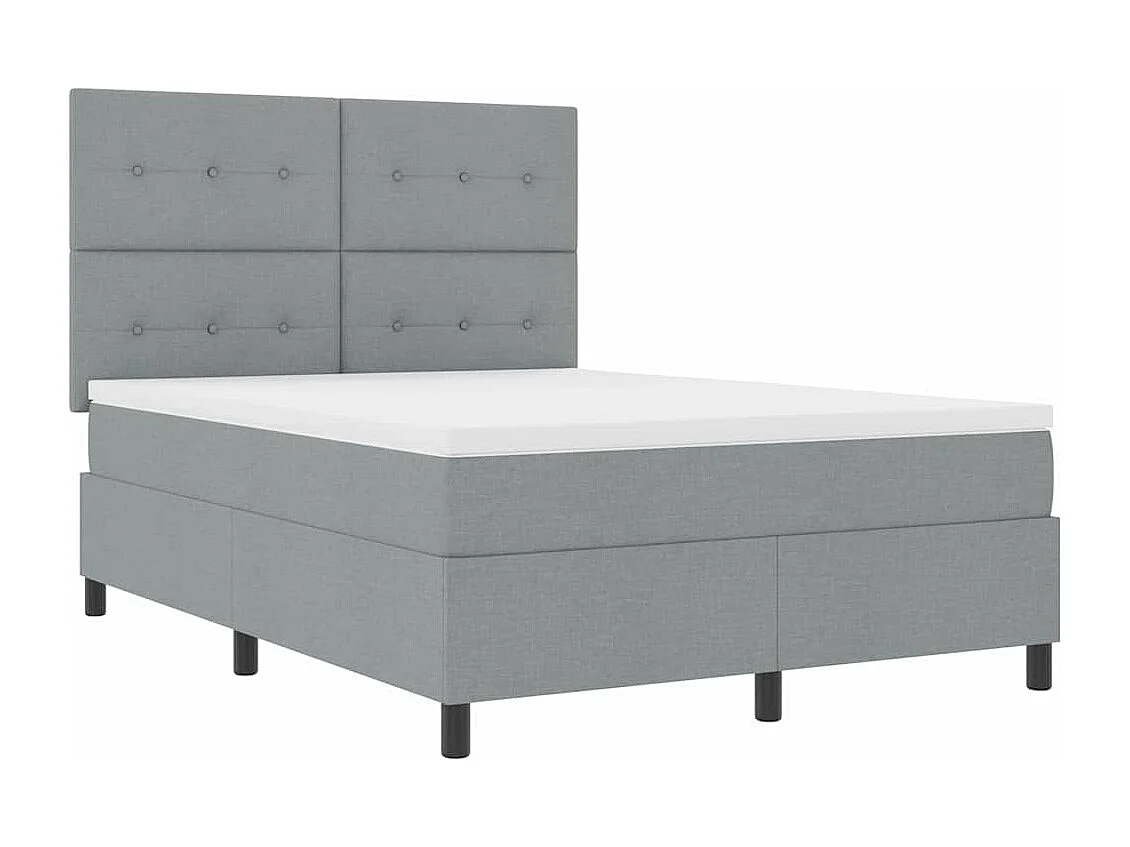Boxspringbett mit Matratze Hellgrau 140 x 190 cm Stoff