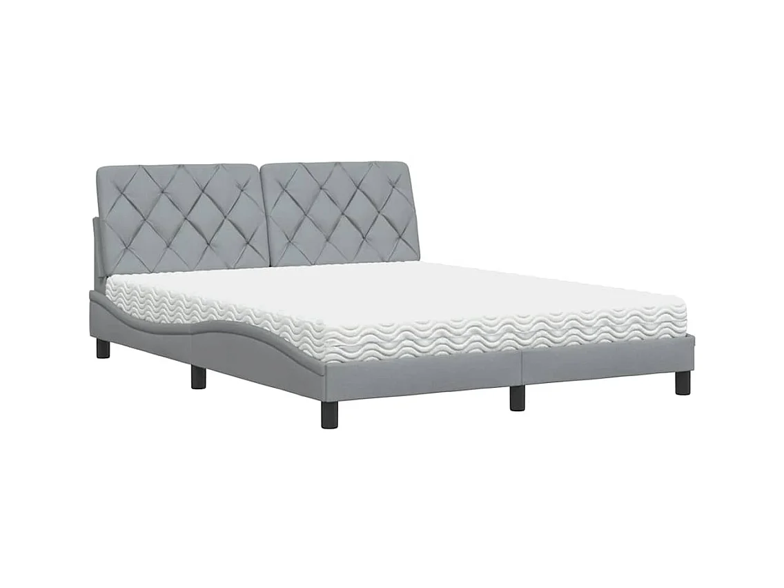 Lit avec matelas gris clair 160x200 cm tissu
