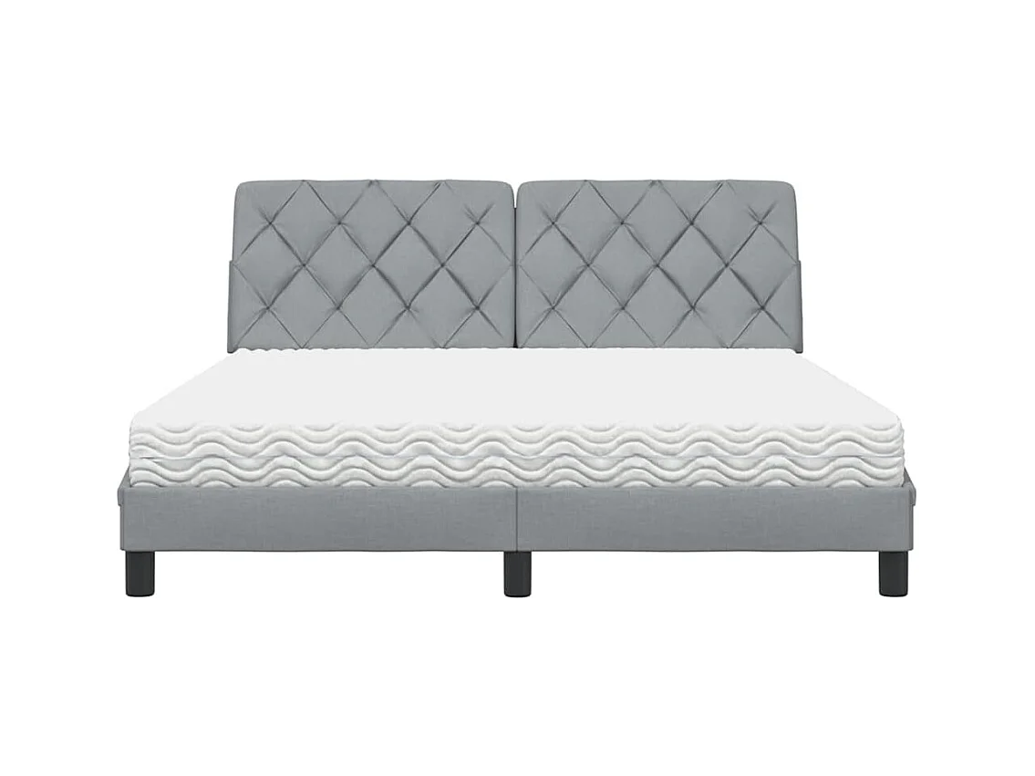 Lit avec matelas gris clair 160x200 cm tissu