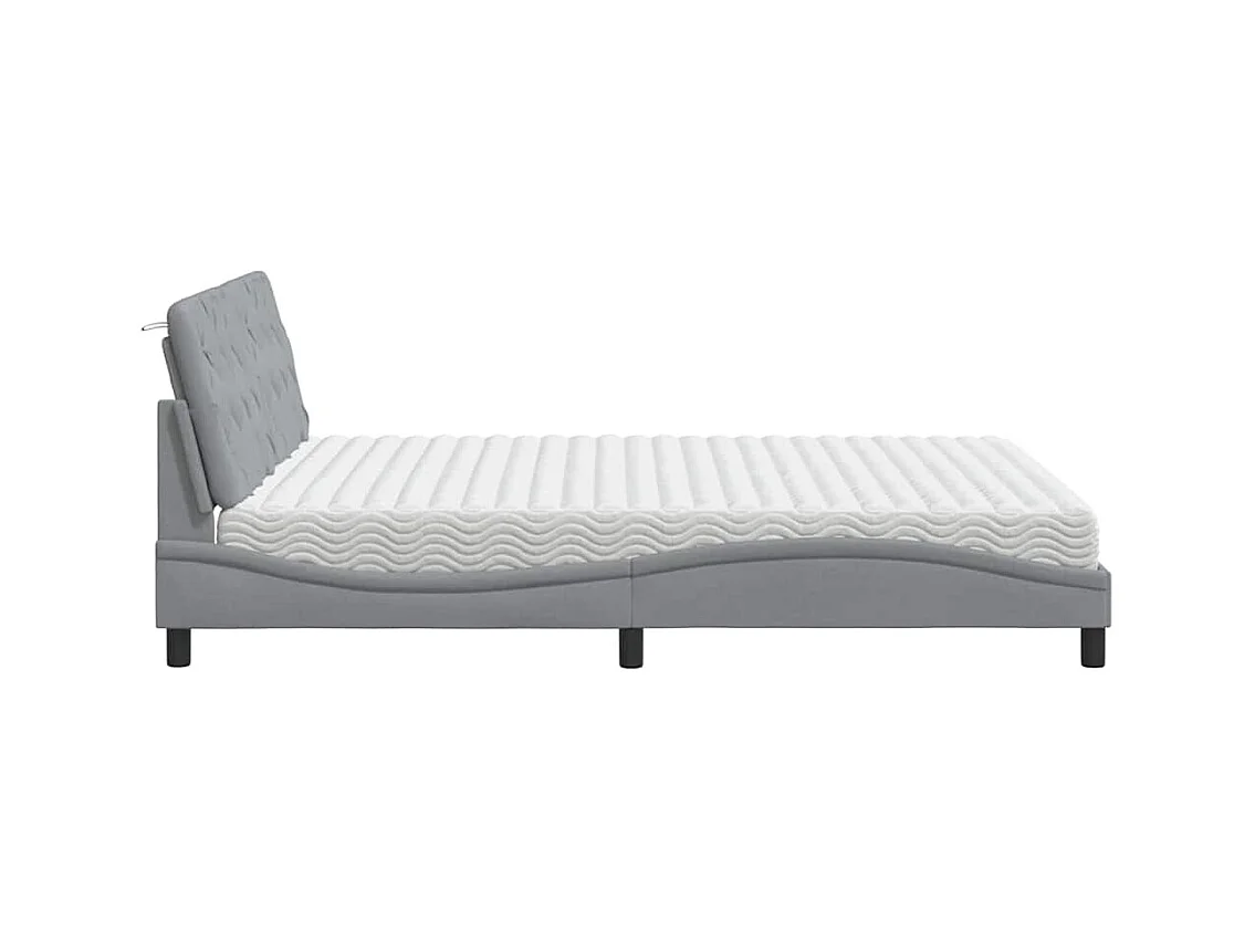 Lit avec matelas gris clair 160x200 cm tissu