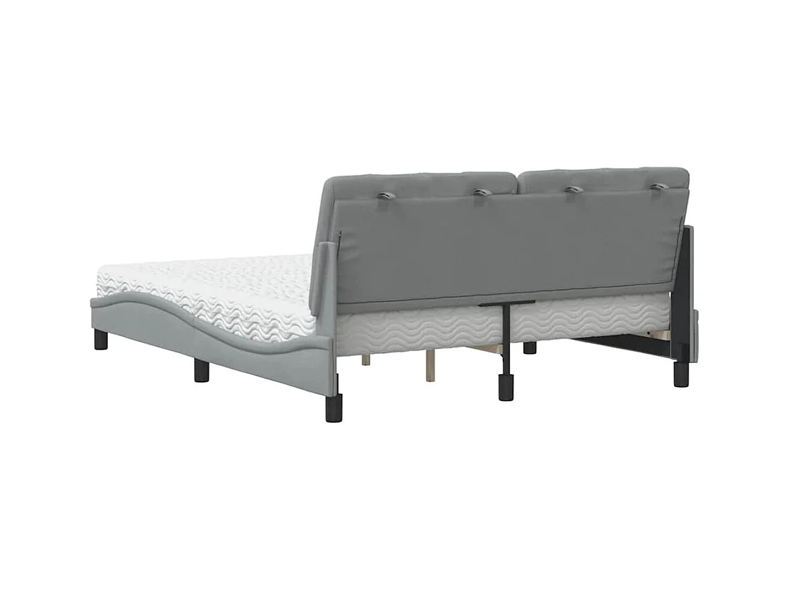 Lit avec matelas gris clair 160x200 cm tissu