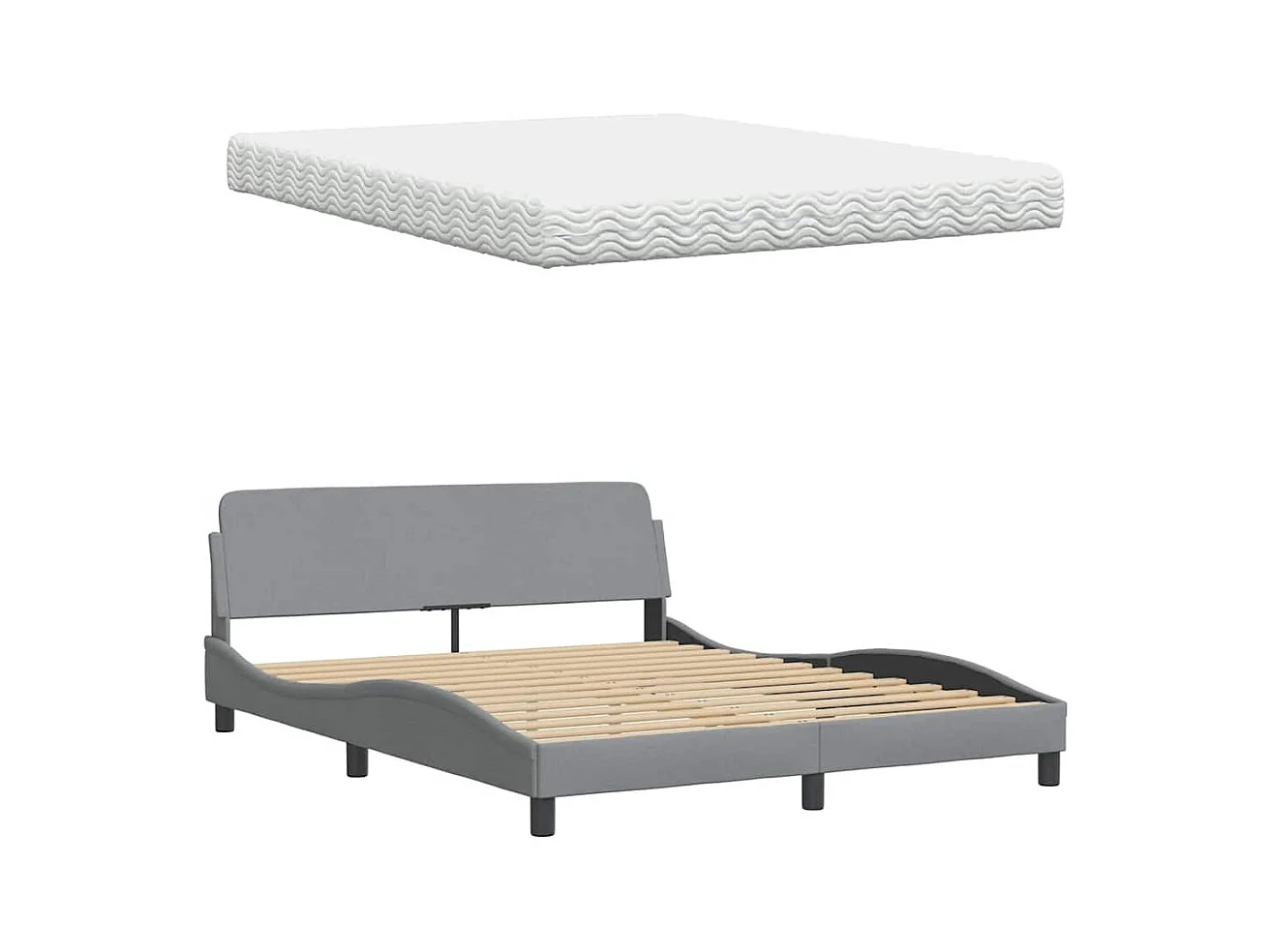 Lit avec matelas gris clair 160x200 cm tissu