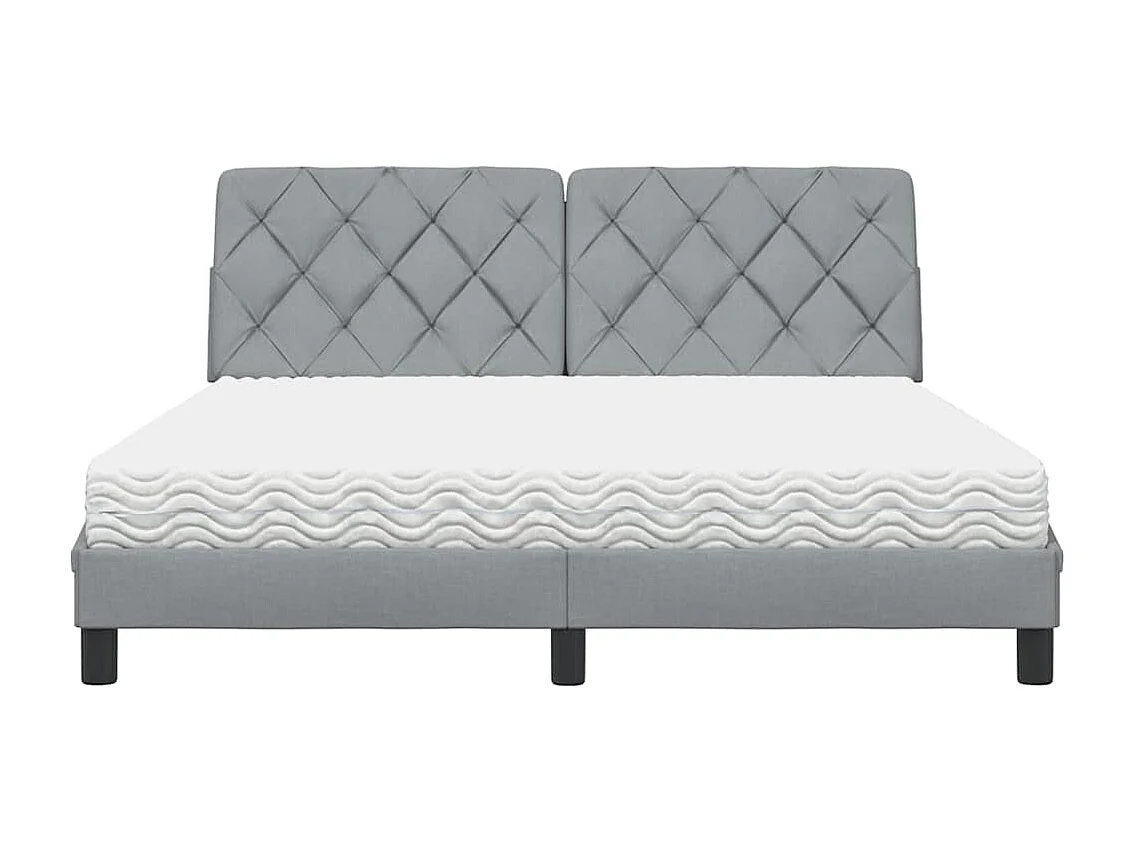 Lit avec matelas gris clair 160x200 cm tissu