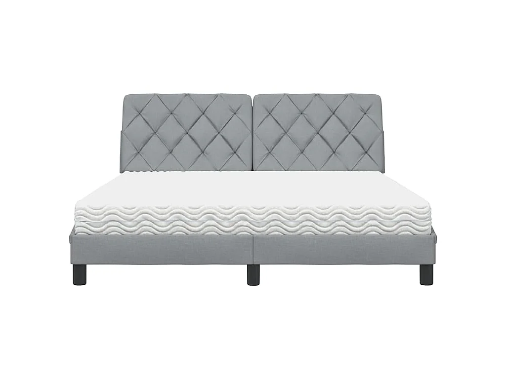 Lit avec matelas gris clair 160x200 cm tissu