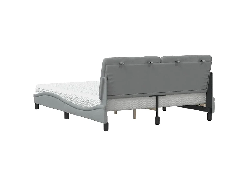 Lit avec matelas gris clair 160x200 cm tissu