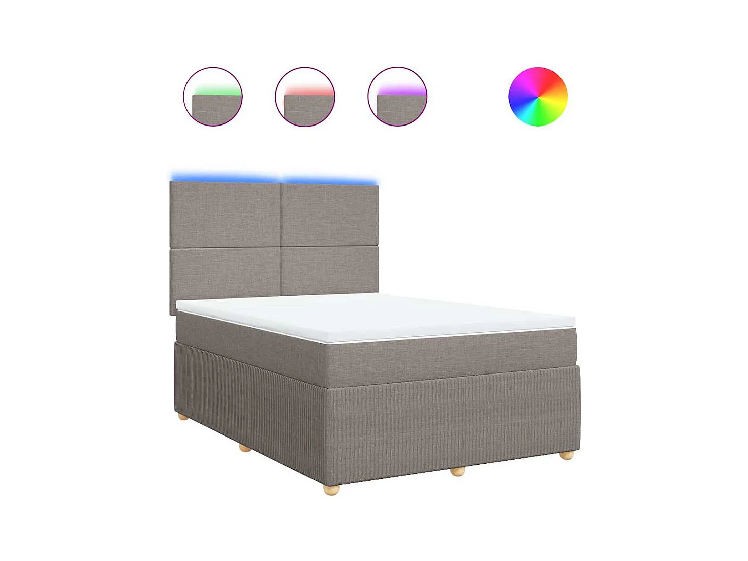 Sommier à lattes de lit avec matelas Taupe 140x190 cm Tissu