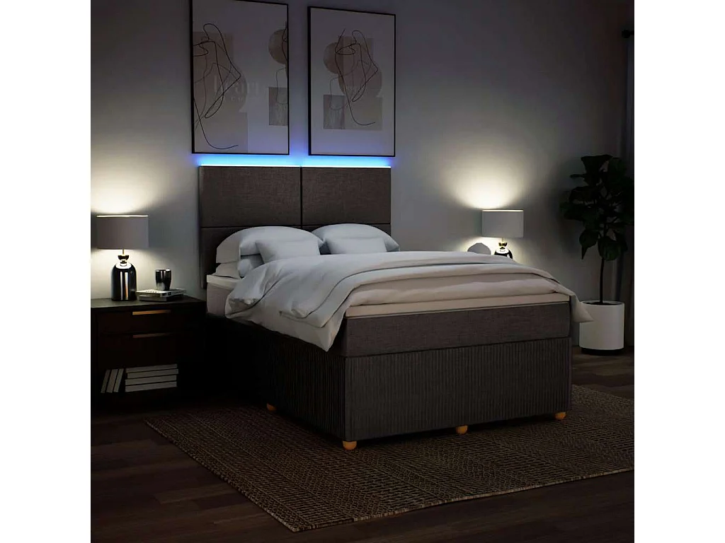 Sommier à lattes de lit avec matelas Taupe 140x190 cm Tissu