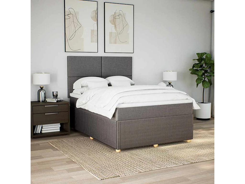 Sommier à lattes de lit avec matelas Taupe 140x190 cm Tissu