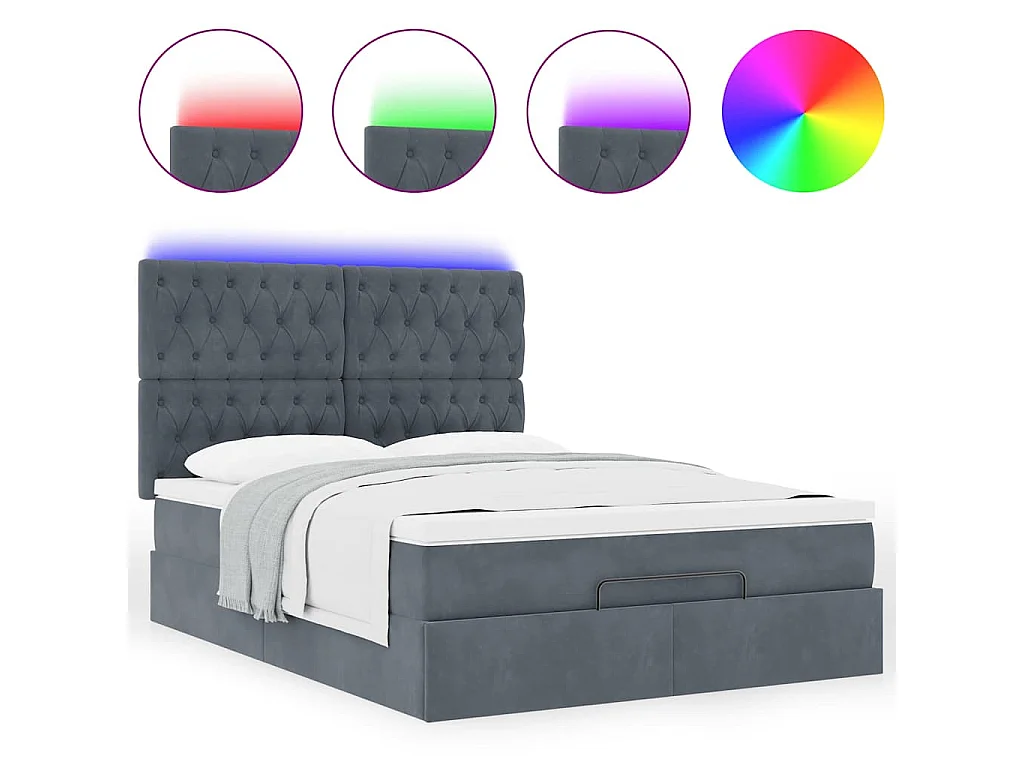 Struttura Letto Pouf con Materassi 140x200 cm in Velluto