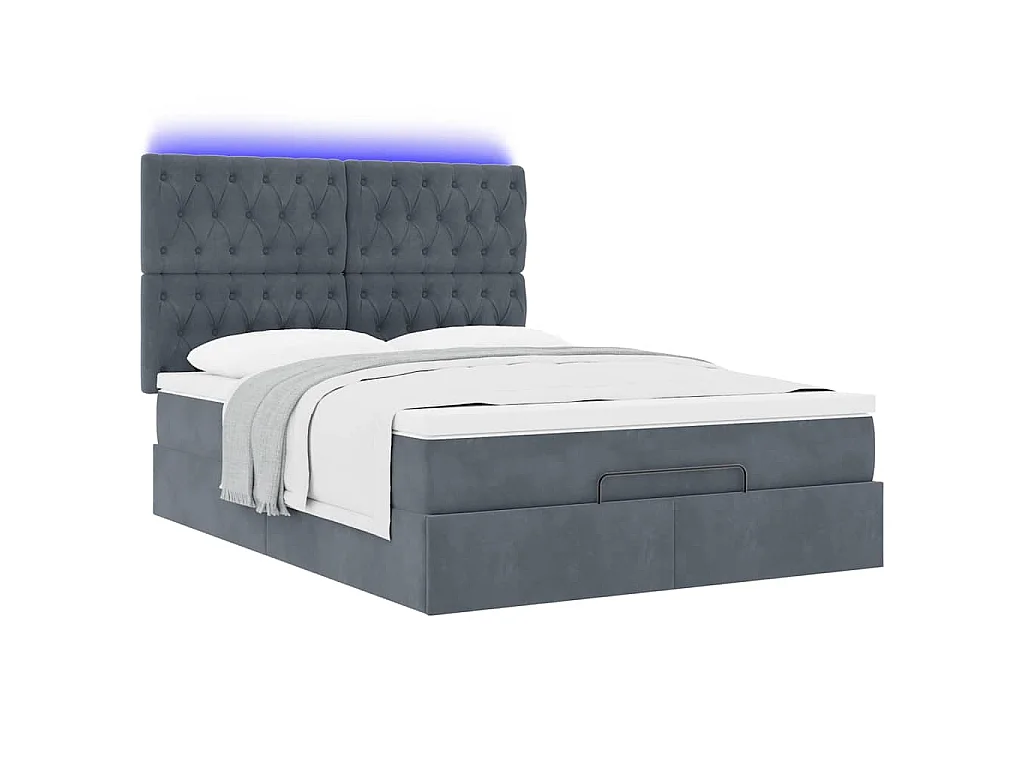 Struttura Letto Pouf con Materassi 140x200 cm in Velluto