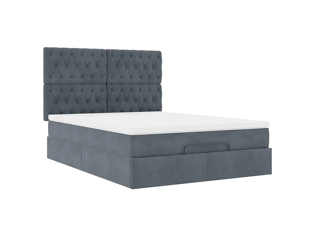 Struttura Letto Pouf con Materassi 140x200 cm in Velluto