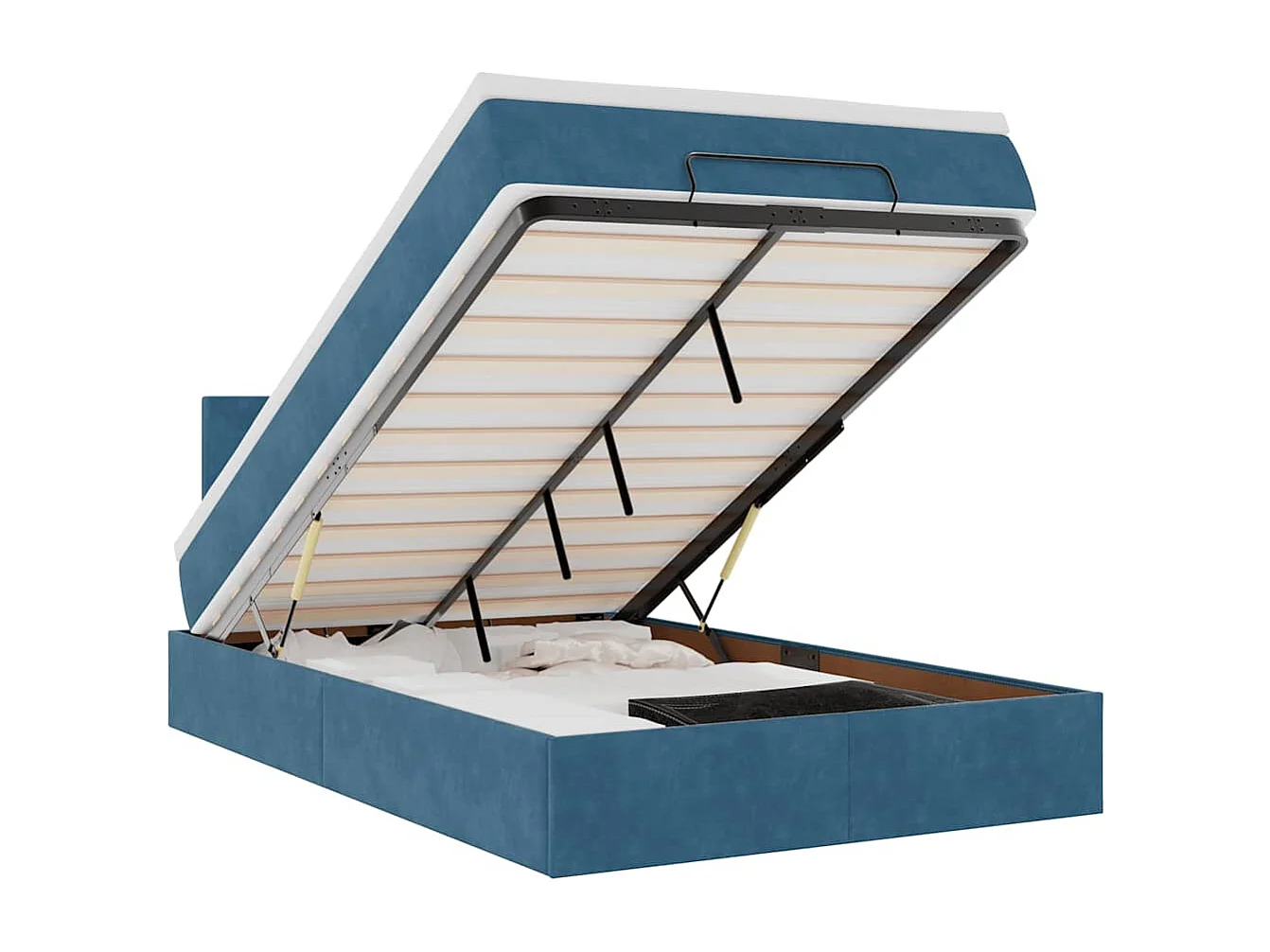 Bed poef met matras en LED's 120x190 cm fluweel donkerblauw