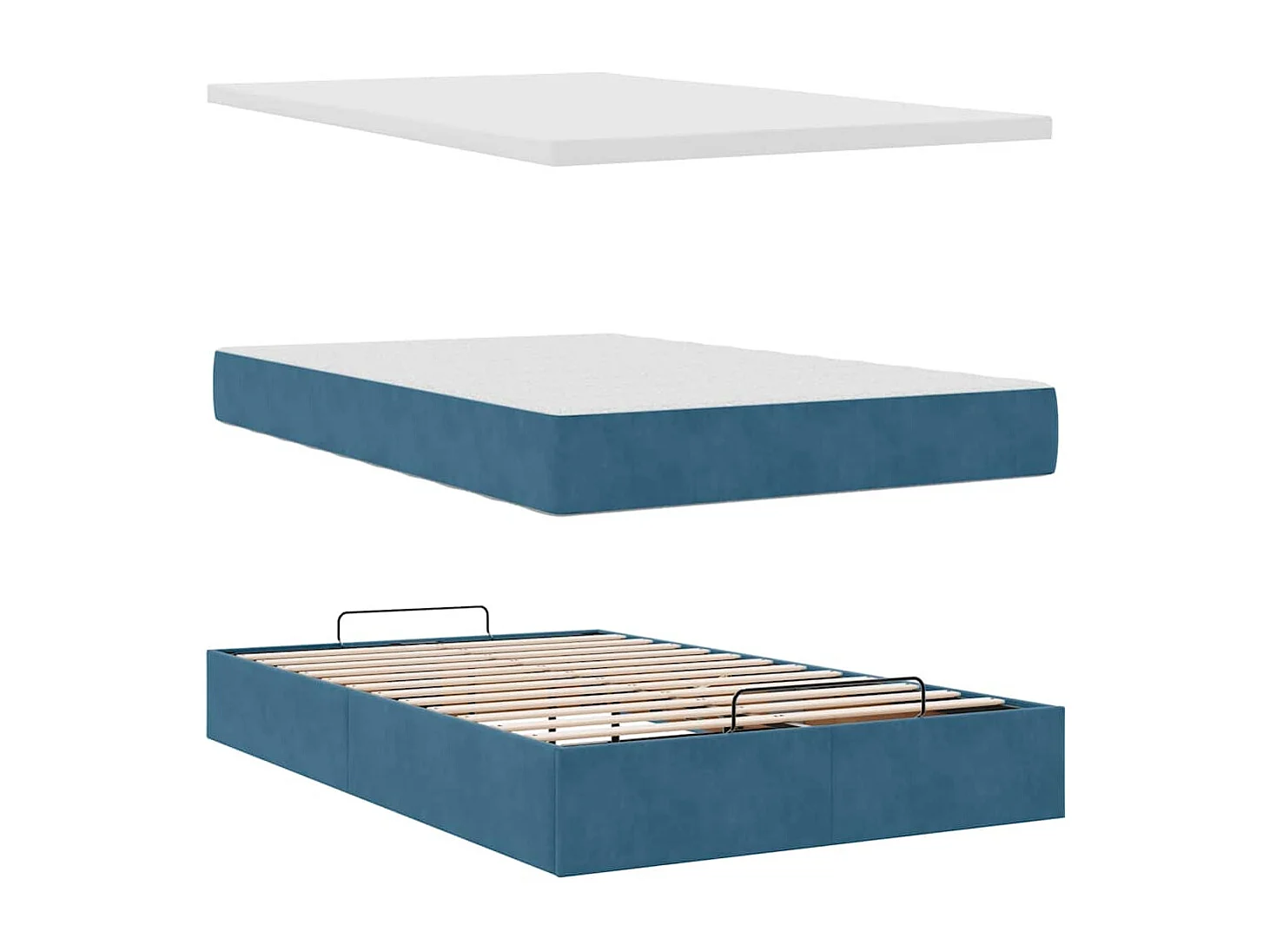 Bed poef met matras en LED's 120x190 cm fluweel donkerblauw