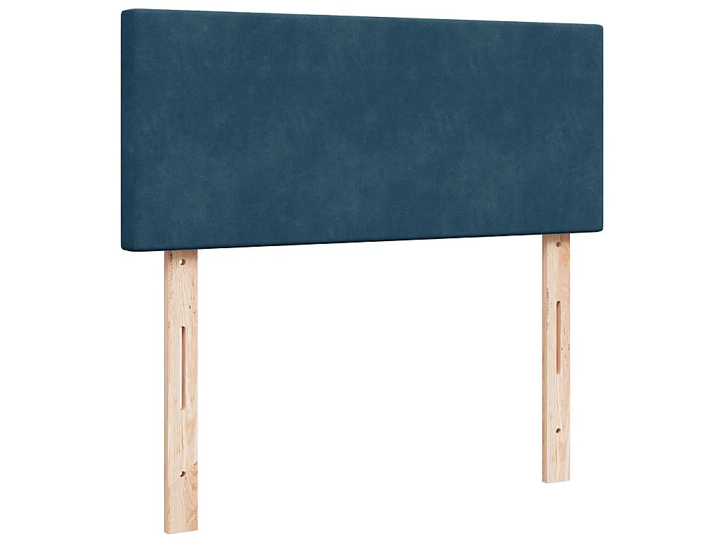 Cama otomana con colchón y LED terciopelo azul oscuro 120x190cm