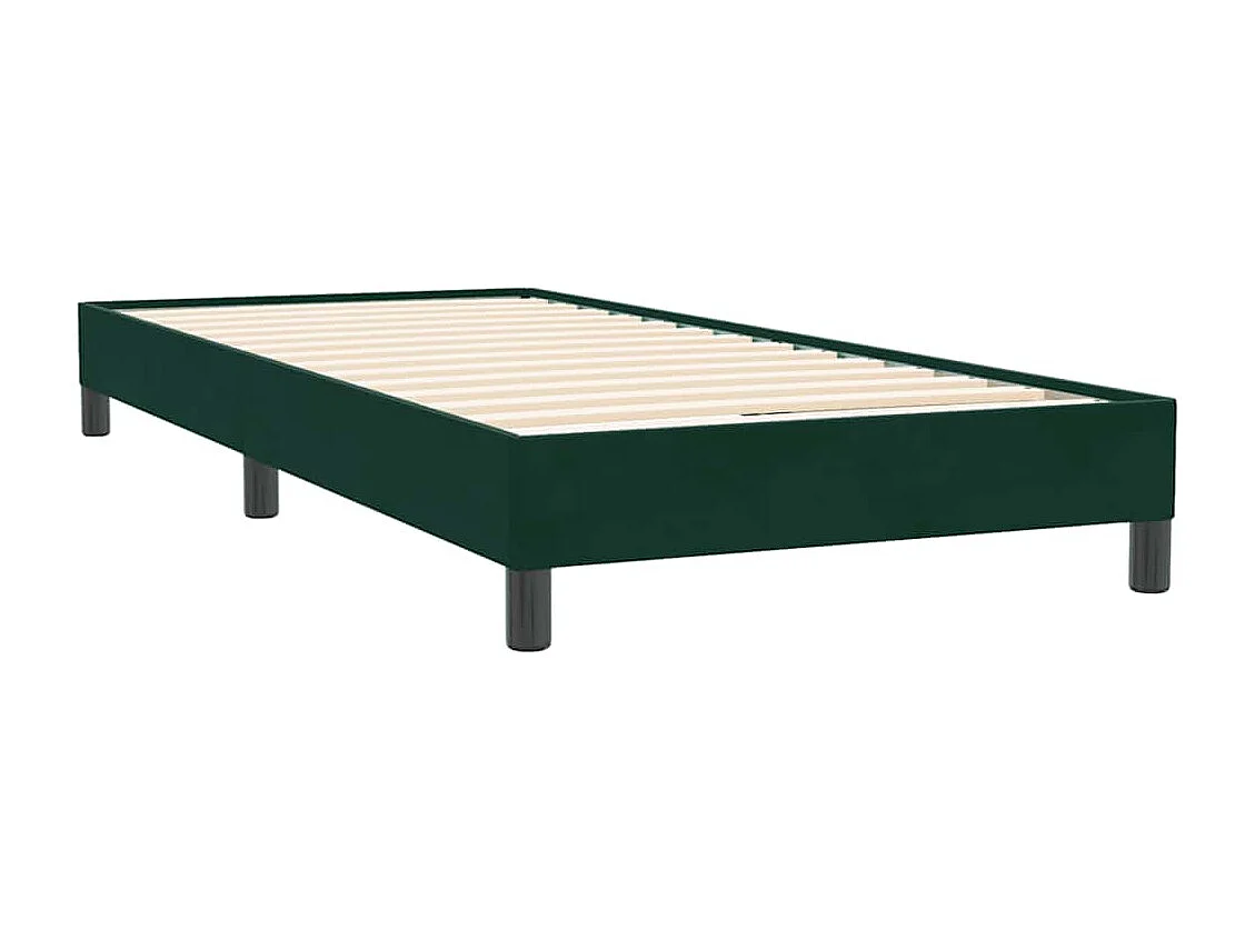 Cama com molas/colchão 90x220 cm veludo verde-escuro