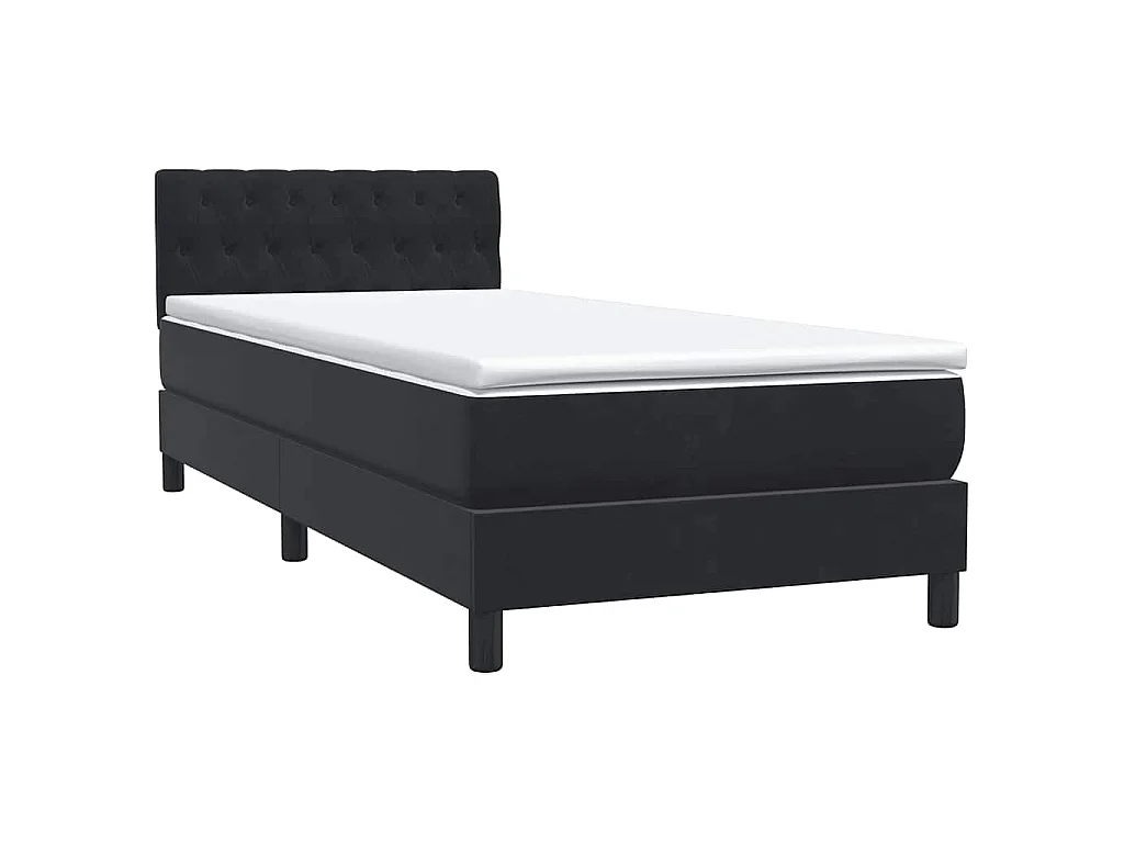 Boxspringbett mit Matratze Schwarz 90x210 cm Samt