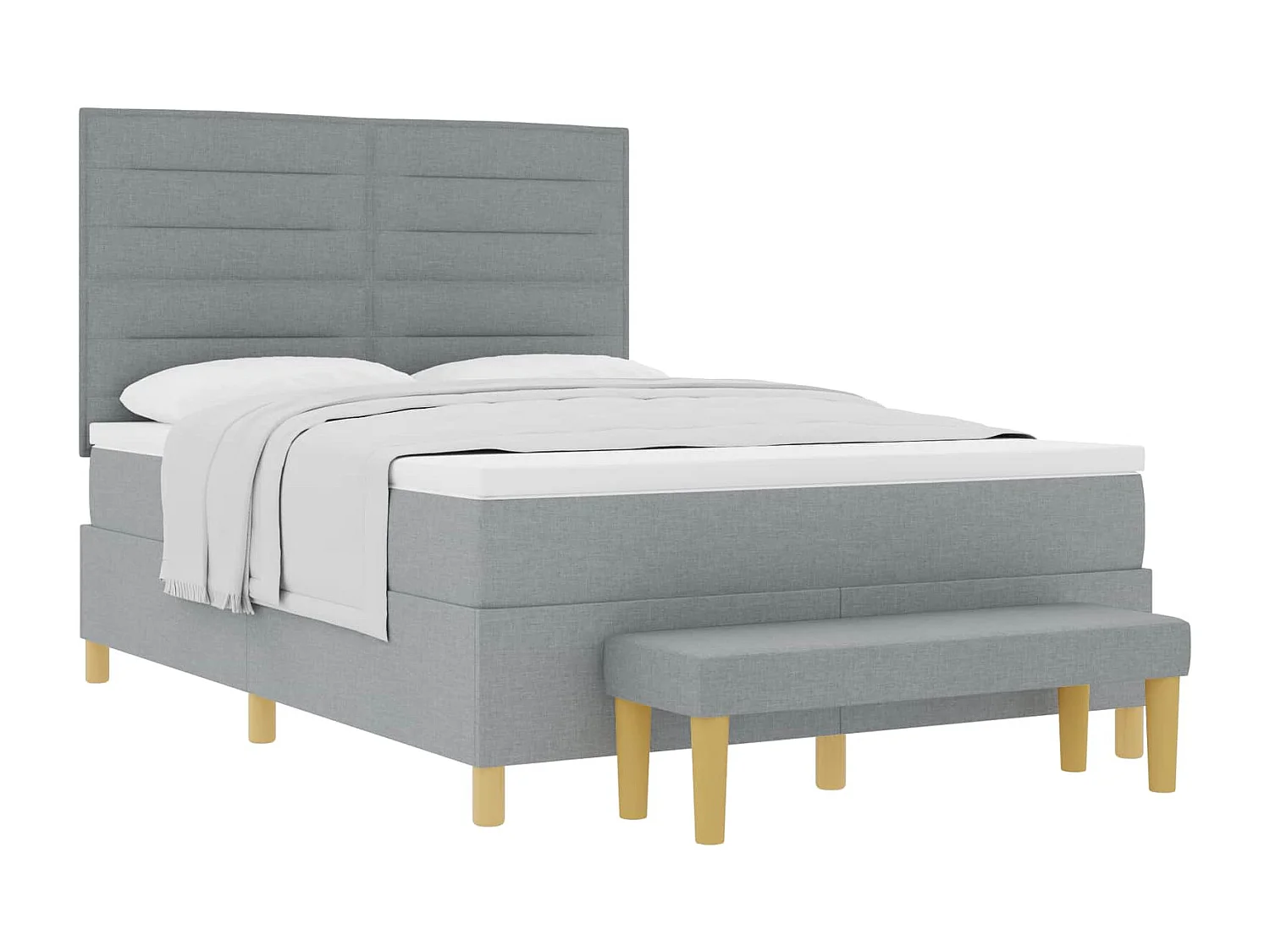 Boxspringbett mit Matratze Hellgrau 160 x 200 cm Stoff