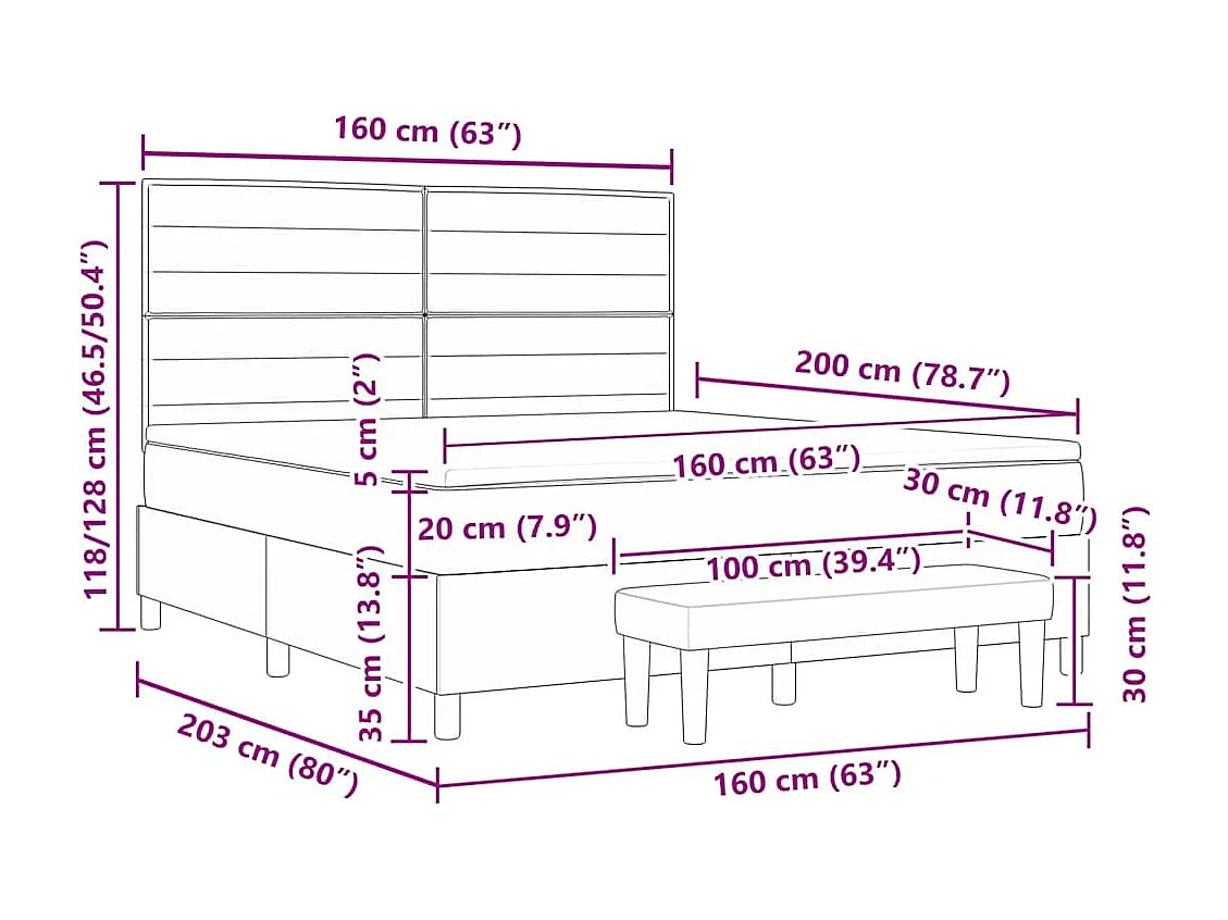 Boxspringbett mit Matratze Hellgrau 160 x 200 cm Stoff