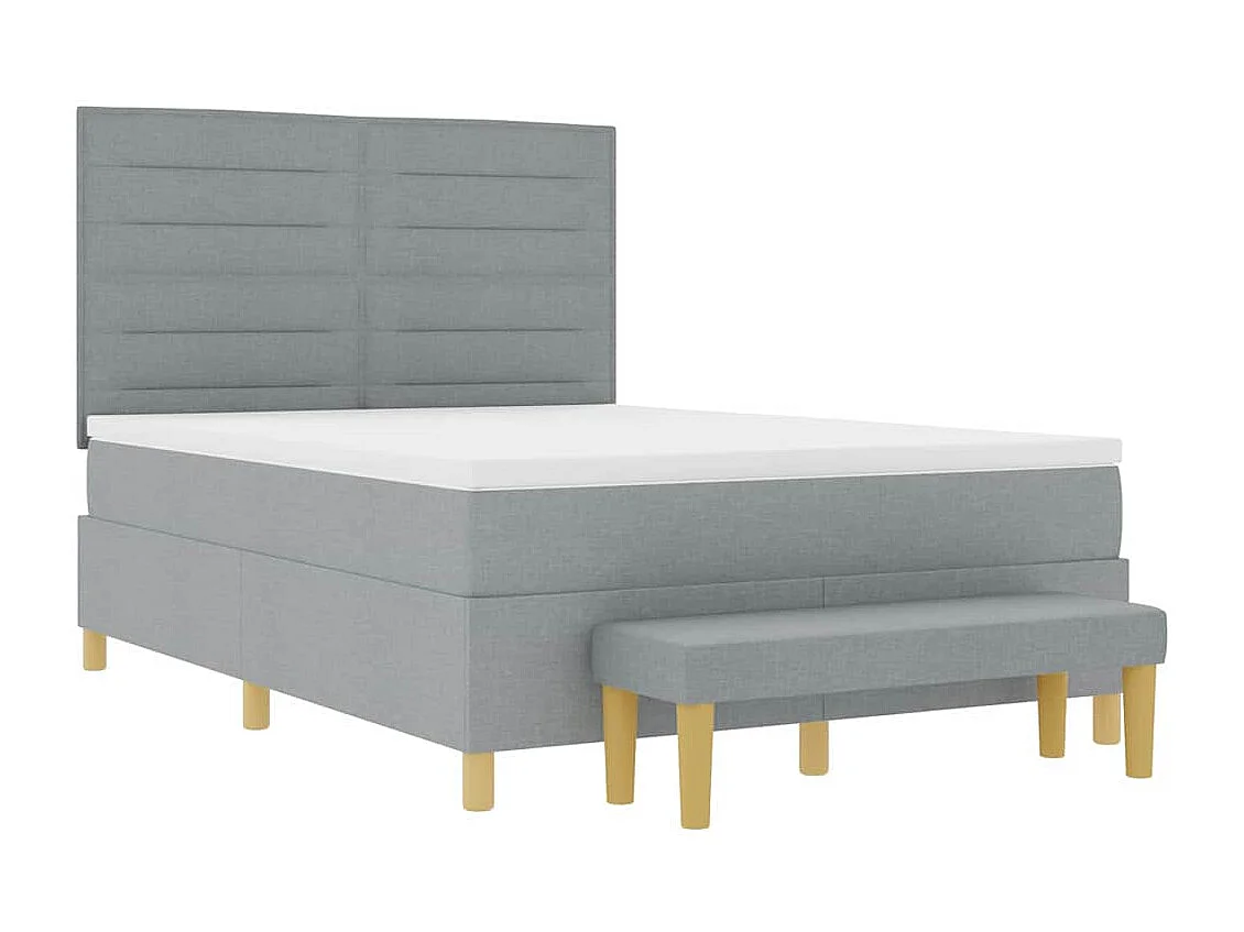 Boxspringbett mit Matratze Hellgrau 160 x 200 cm Stoff