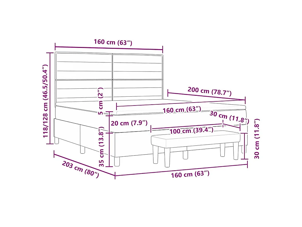 Boxspring bed met kussen Lichtgrijs 200 x 160 cm Stof