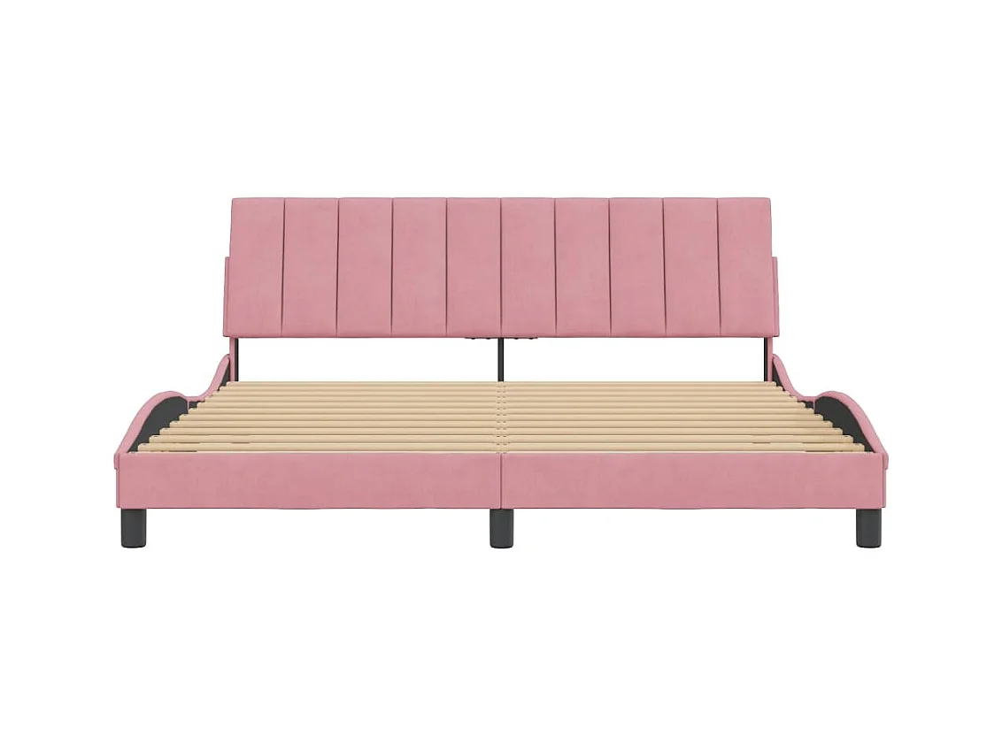 Cadre de lit sans matelas Hanko rose 180x200 cm velours