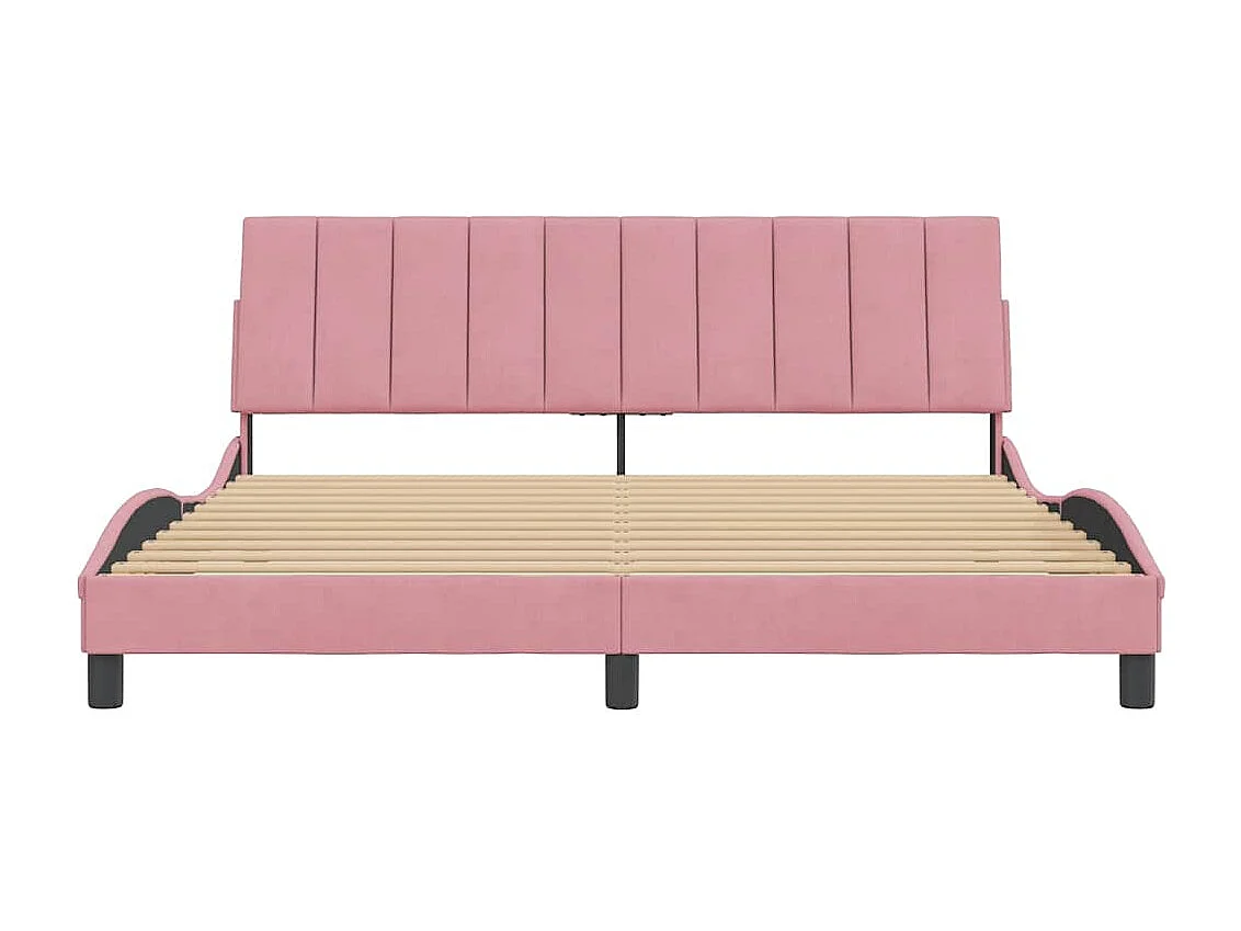 Cadre de lit sans matelas Hanko rose 180x200 cm velours