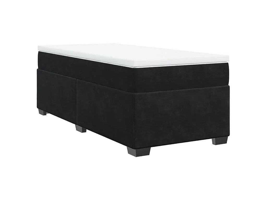 Giroletto a Molle con Materasso Nero 90x190 cm in Velluto
