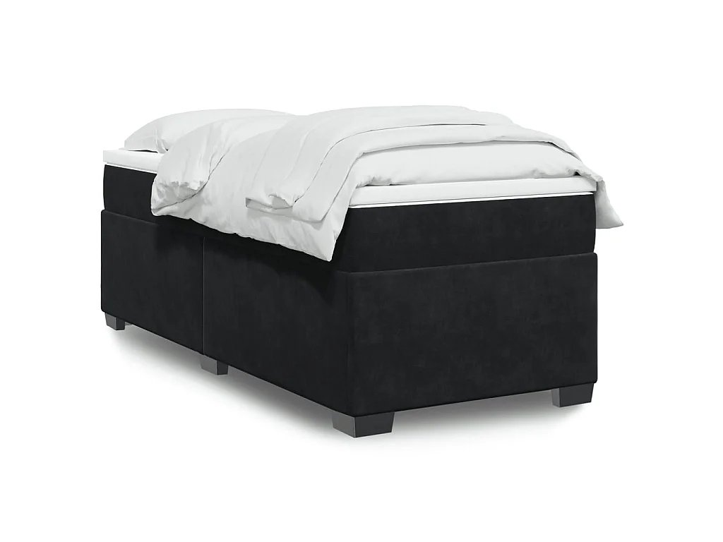 Giroletto a Molle con Materasso Nero 90x190 cm in Velluto