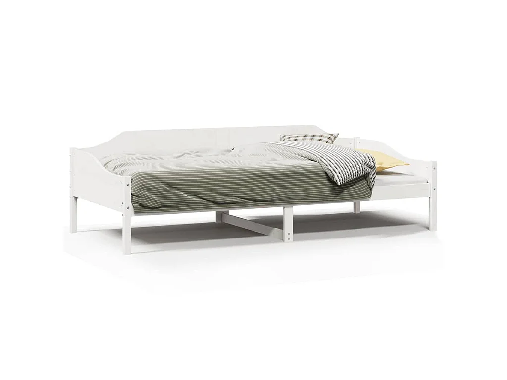 Letto senza Materasso Bianco 90x190 cm in Legno Massello Pino