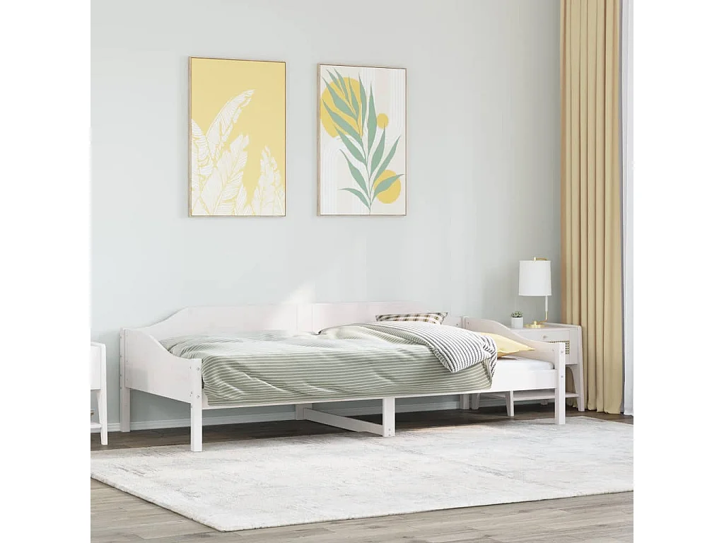 Letto senza Materasso Bianco 90x190 cm in Legno Massello Pino