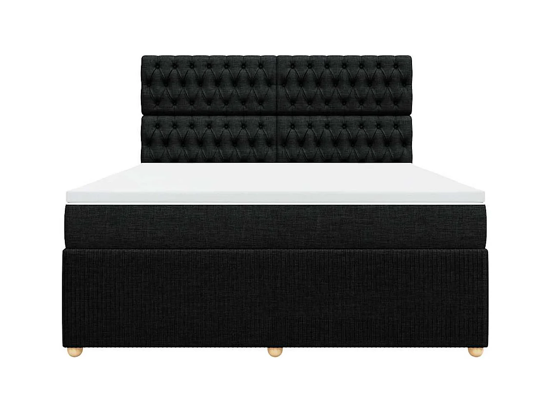 Sommier à lattes de lit avec matelas Noir 180x200 cm Tissu
