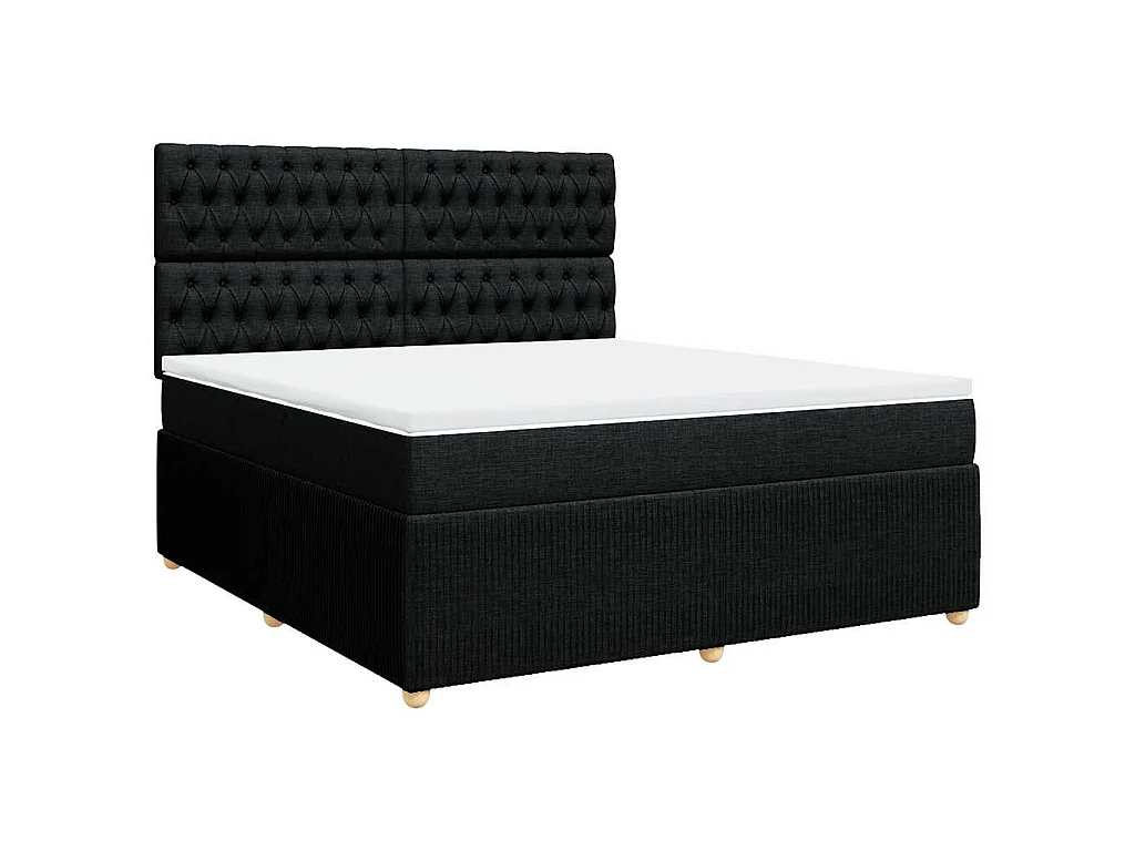 Boxspringbett mit Matratze Schwarz 180x200 cm Stoff