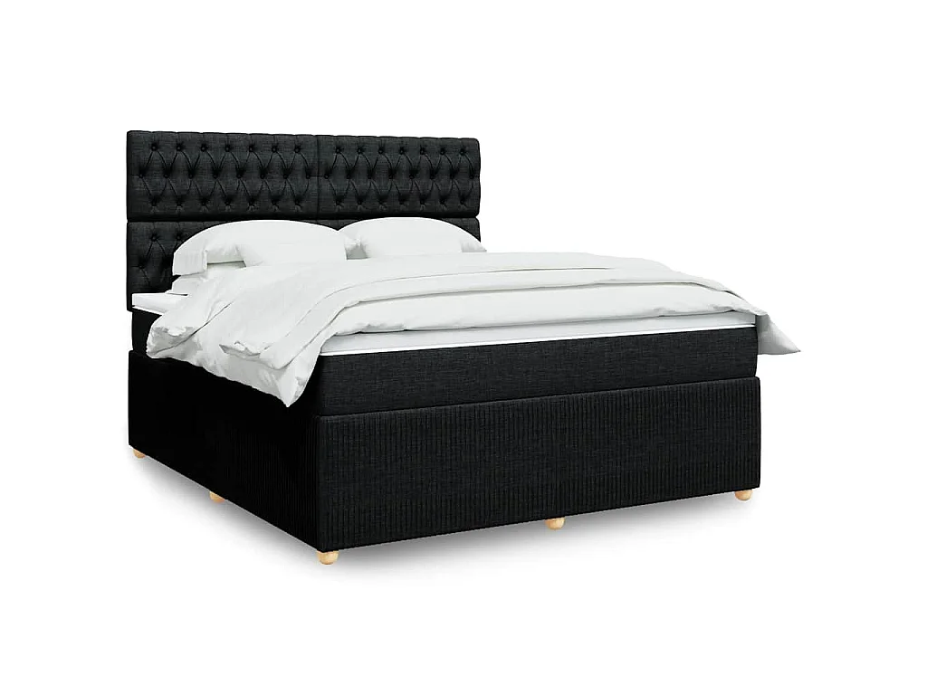 Boxspringbett mit Matratze Schwarz 180x200 cm Stoff