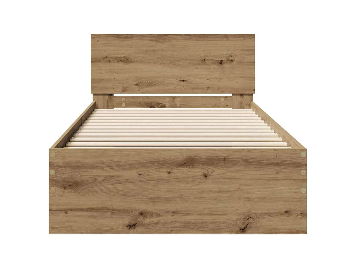 Cadre de lit chêne artisanal 90 x 190 cm Bois d'ingénierie