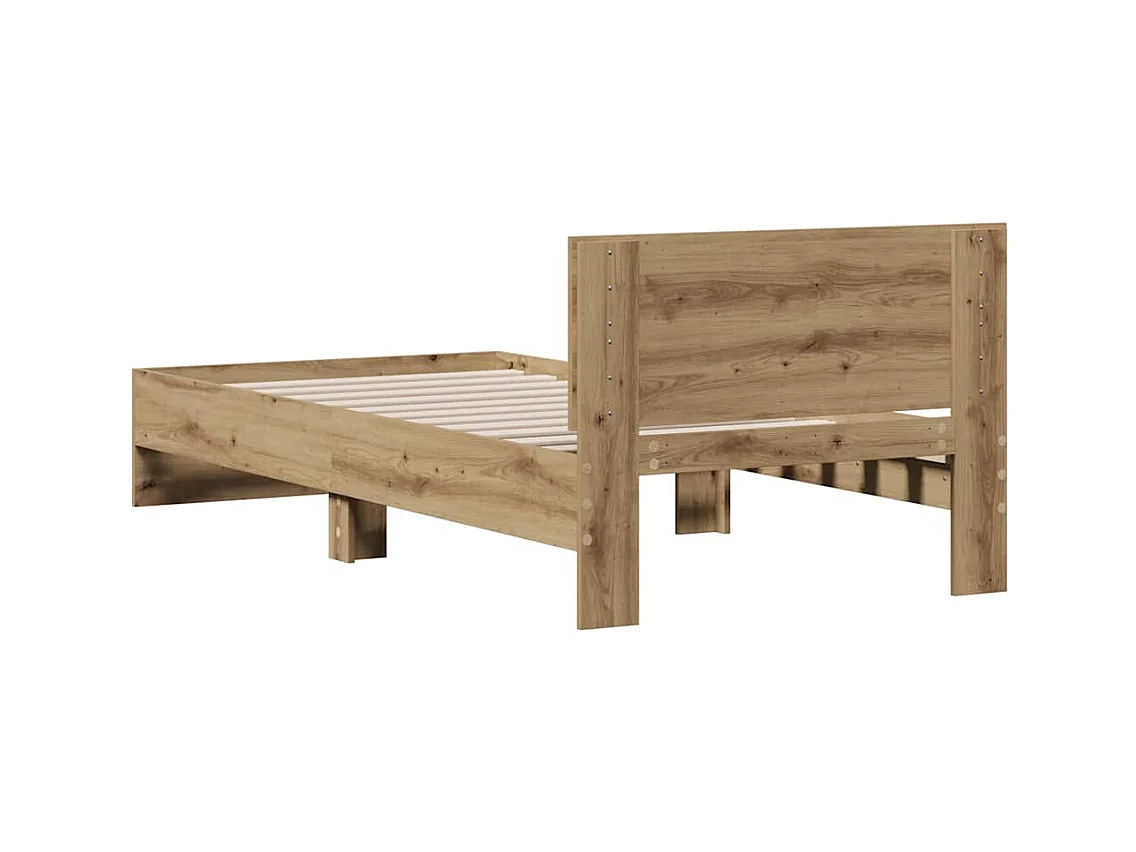 Cadre de lit chêne artisanal 90 x 190 cm Bois d'ingénierie