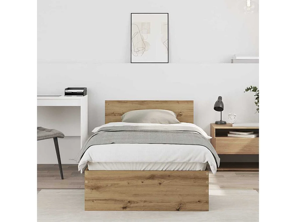 Cadre de lit Chêne artisanal 90 x 190 cm Bois d'ingénierie