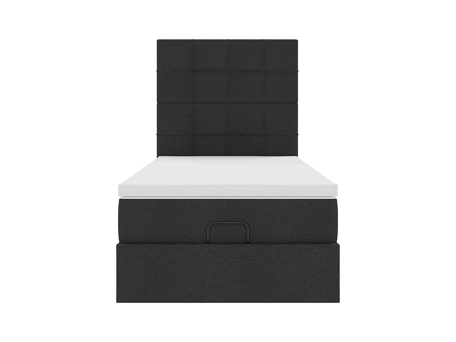 Ottoman-Bett mit Matratze & LEDs Schwarz 90x200 cm Stoff