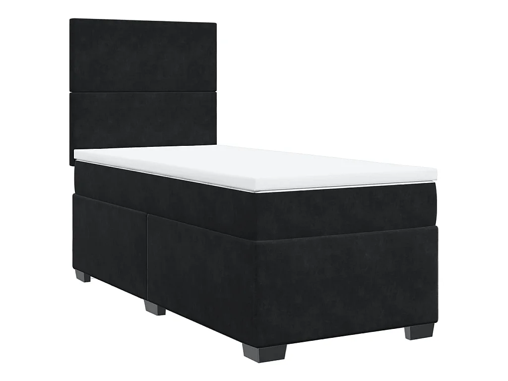 Boxspringbett mit Matratze Schwarz 90x200 cm Samt